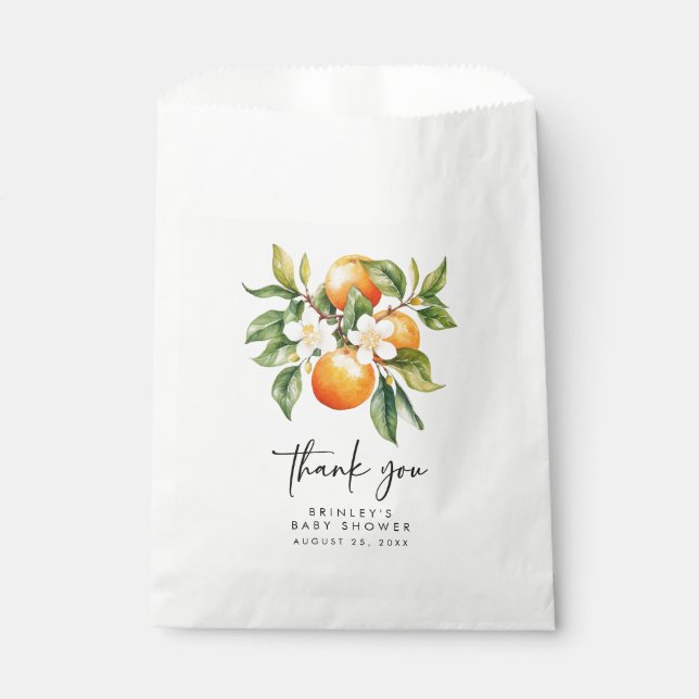 Bolsa De Papel Pequeño Cutie Baby Shower Favor Bags Citrus Naranj (Anverso)