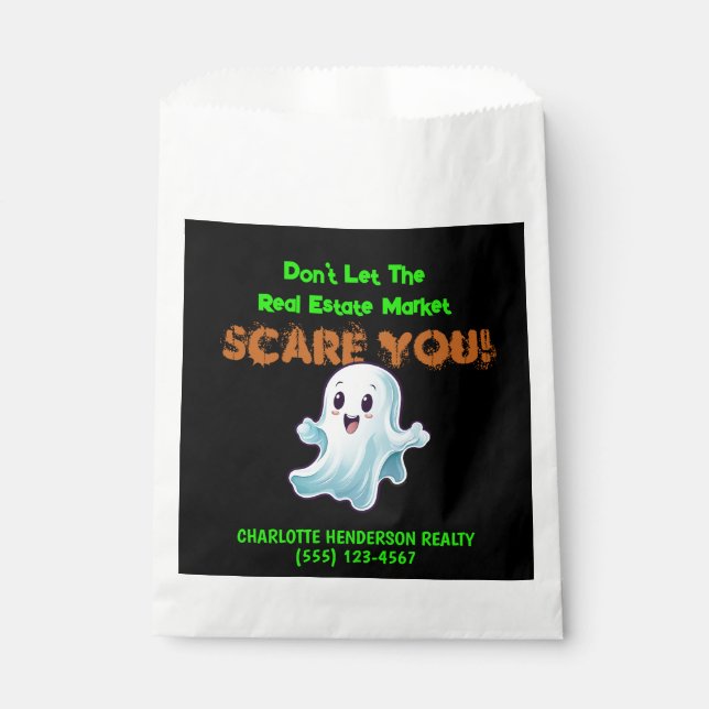 Bolsa De Papel Pequeño Fantasma Inmobiliario Pop De Halloween Par (Anverso)
