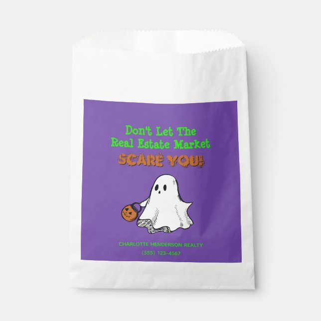 Bolsa De Papel Pequeño Fantasma Inmobiliario Pop De Halloween Par (Anverso)