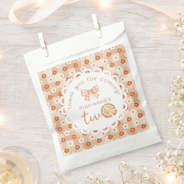 Bolsa De Papel Pequeño lindo Pie 2º cumpleaños gingham Gracias (Cortado)