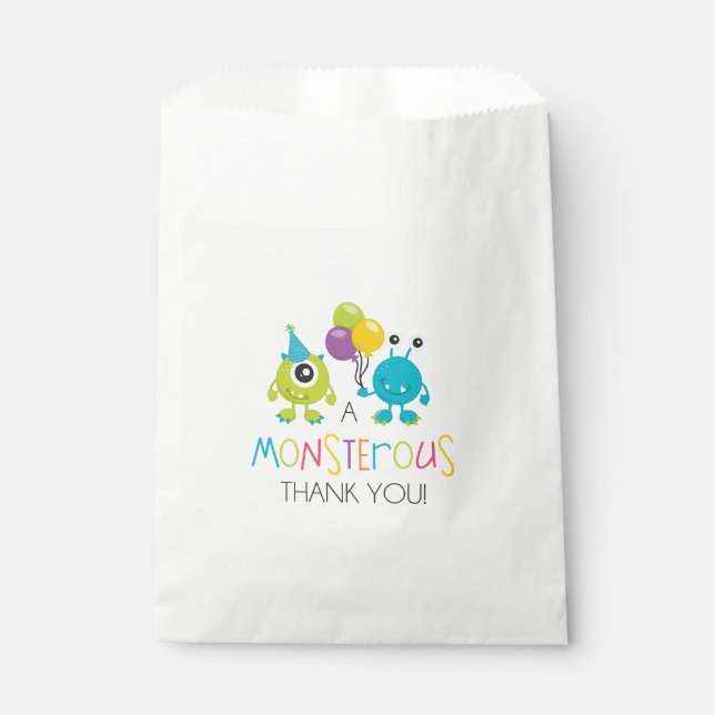 Bolsa De Papel Pequeño Monstruo Fiesta de Cumpleaños Favor Bags (Anverso)