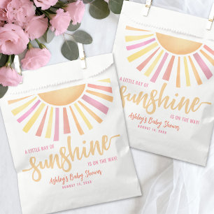Bolsa De Papel Pequeño Rayo de Sol Rosa Fiesta de Bebé