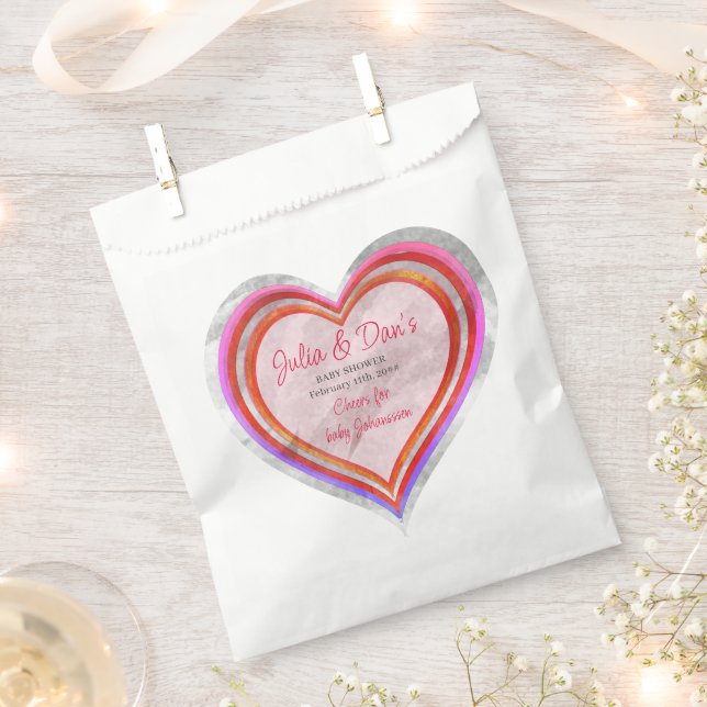 Bolsa De Papel Pequeño San Valentín acuarela Baby Shower (Cortado)