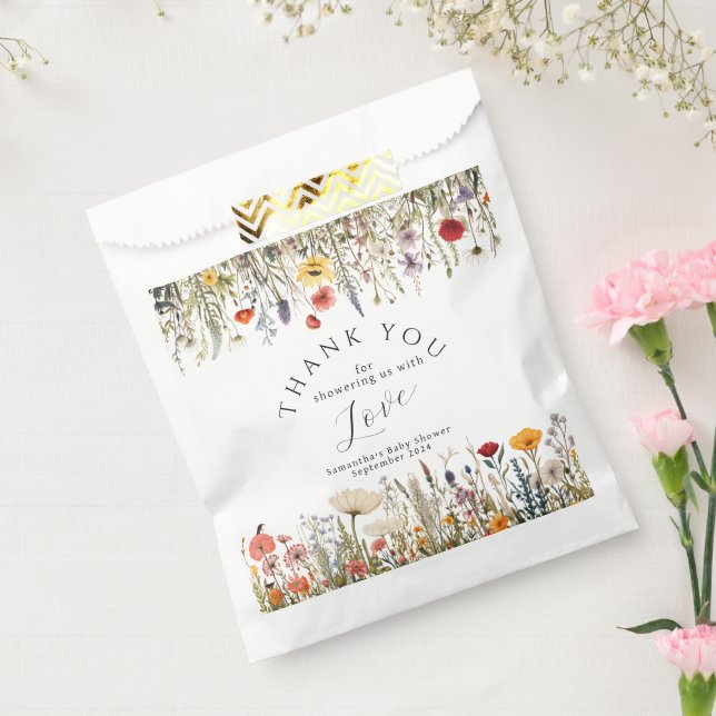 Bolsa De Papel Pequeño y brillante Baby Shower de flores silvestr (Sellado)