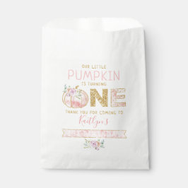 Bolsa De Papel Pequeños Chicas de calabaza Primer cumpleaños