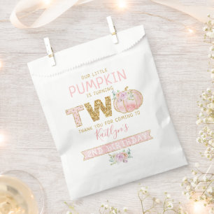 Bolsa De Papel Pequeños Chicas de calabaza Segundo cumpleaños