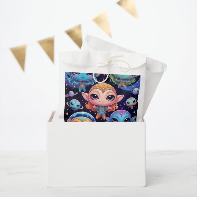 Bolsa De Papel Pequeños extranjeros multicolores en el espacio (Fiesta)