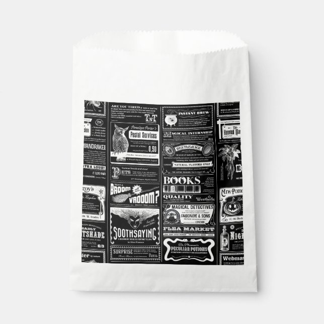Bolsa De Papel periódico de halloween espeluznante negro (Anverso)