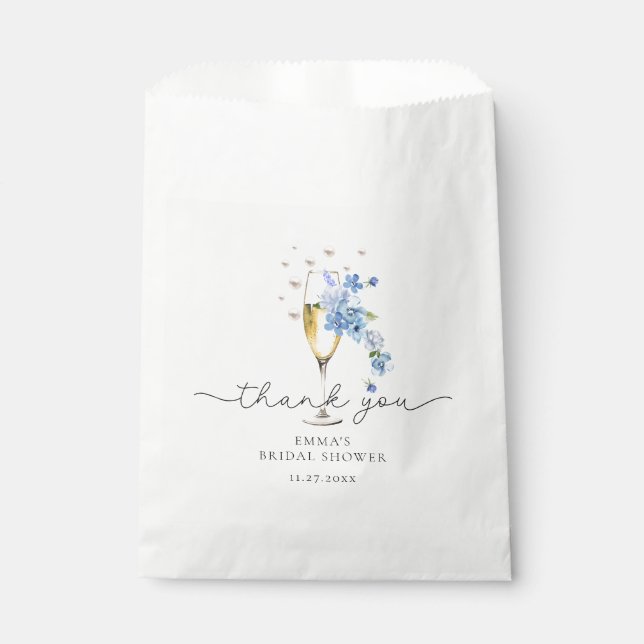 Bolsa De Papel Perlas azules y ducha de novia en Prosecco Gracias (Anverso)