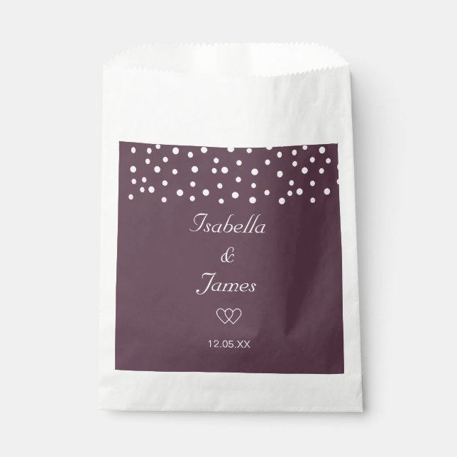 Bolsa De Papel Perlas chic sobre cassis Boda (Anverso)