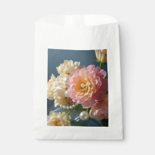 Bolsa De Papel Perlas con flores rosadas