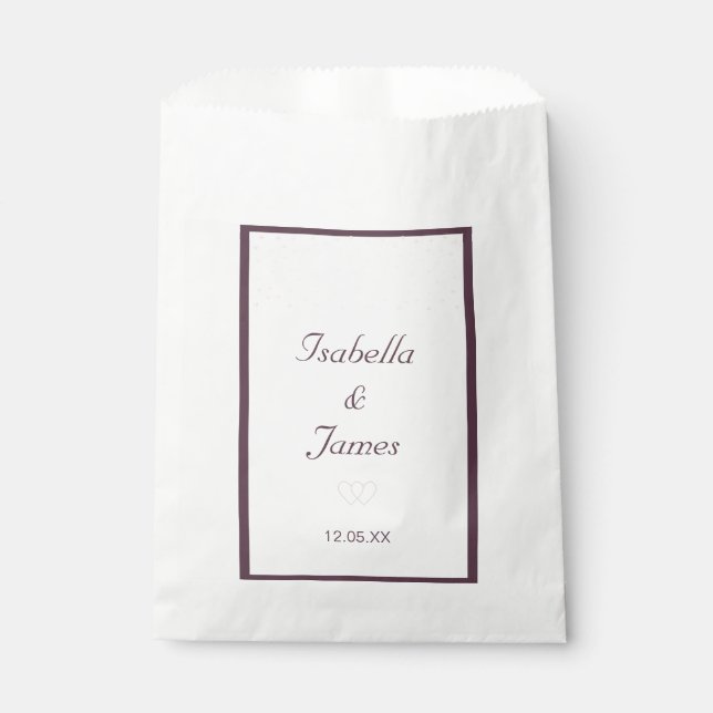 Bolsa De Papel Perlas en blanco y cassis Boda (Anverso)