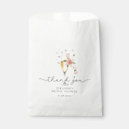 Bolsa De Papel Perlas rosadas y ducha de novias Prosecco Gracias