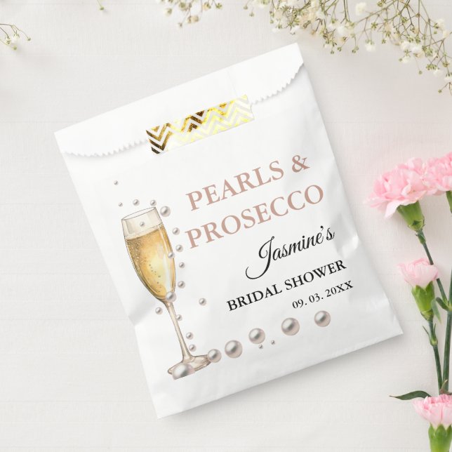 Bolsa De Papel Perlas Y Fiesta De La Ducha Bridal Prosecco (Sellado)