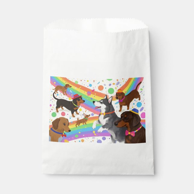 Bolsa De Papel Perritos divertidos y lindos con arcoíris (Anverso)