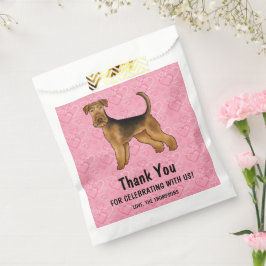 Bolsa De Papel Perro Airedale Terrier con Corazones Rosas Gracias