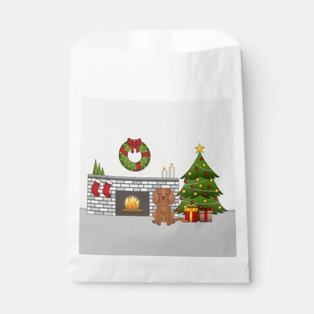 Bolsa De Papel Perro Cavalier de Ruby en una habitación festiva d (Anverso)