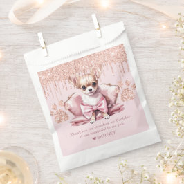 Bolsa De Papel Perro Chihuahua personalizado con cumpleaños Purpu