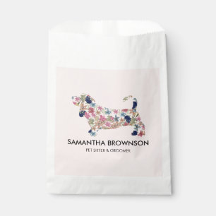 Bolsa De Papel Perro Dachshund Mascota Floral Rosa