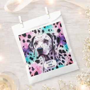 Bolsa De Papel Perro dálmata Cumpleaños Rosa Purpura Turquesa