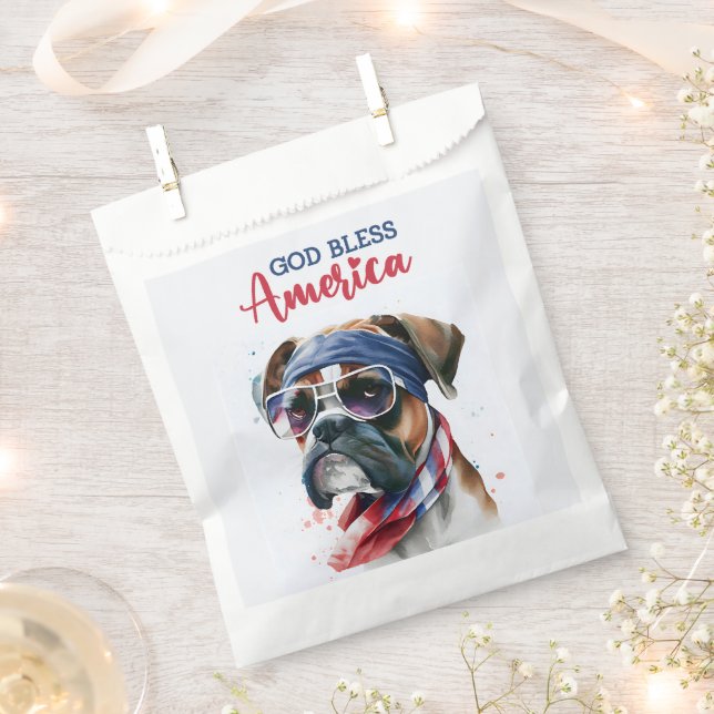 Bolsa De Papel Perro Patriota-Boxeador (Cortado)