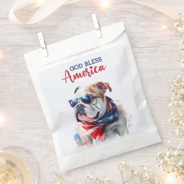 Bolsa De Papel Perro Patriota-Bulldog (Cortado)