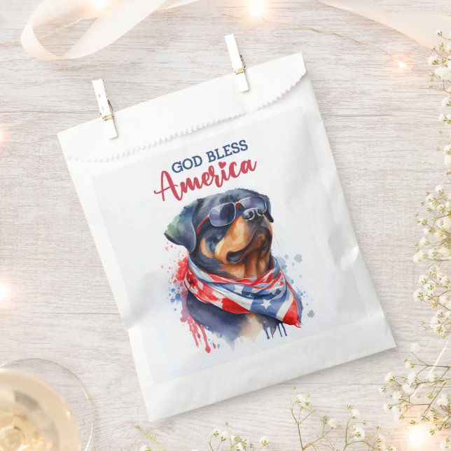 Bolsa De Papel Perro Patriota-Rottweiler (Cortado)