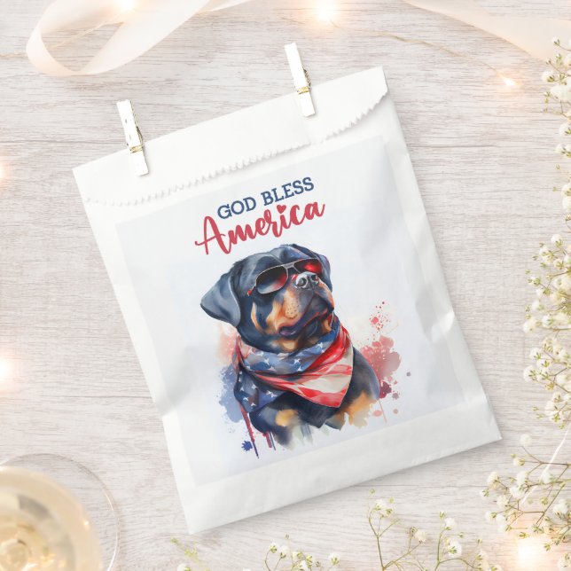 Bolsa De Papel Perro Patriota-Rottweiler (Cortado)