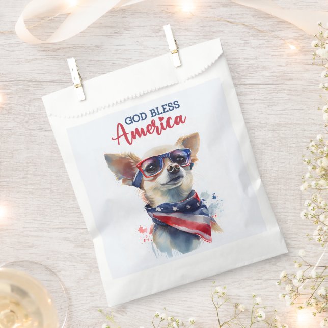 Bolsa De Papel Perro patriótico-Chihuahua (Cortado)