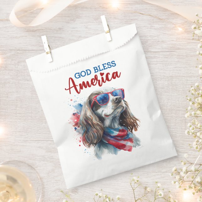 Bolsa De Papel Perro Patriótico-Cocker Spaniel (Cortado)