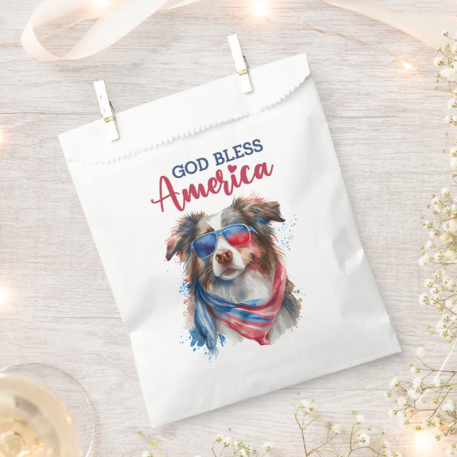 Bolsa De Papel Perro Patriótico-Pastor Australiano (Cortado)