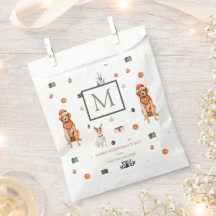 Perros y regalos Feliz Navidad Monograma