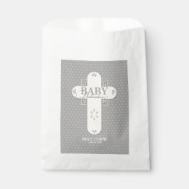 Bolsa De Papel Personaliza, Cremita y Cruz Gris para Dedicación d