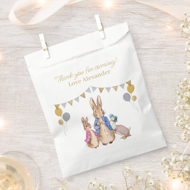 Bolsa De Papel Personaliza Peter rabbit white Gracias (Cortado)