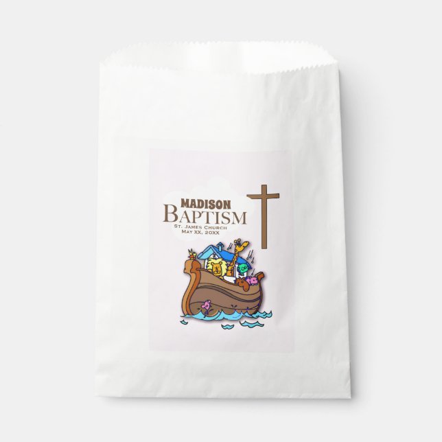 Bolsa De Papel Personalizable, bebé bautiza el arca de Noah (Anverso)