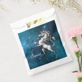 Bolsa De Papel Personalizable celeste unicornio