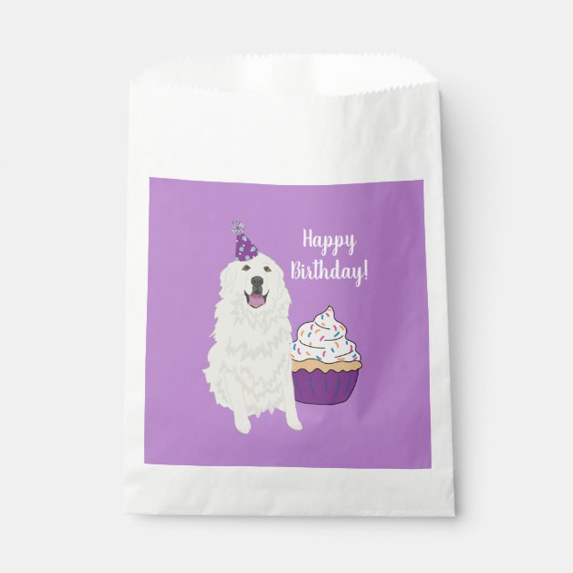 Bolsa De Papel Personalizable Cumpleaños Gran Perro de Montaña de (Anverso)