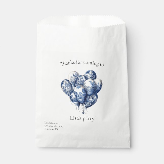 Bolsa De Papel Personalizable Delft Blue Balloons (Anverso)