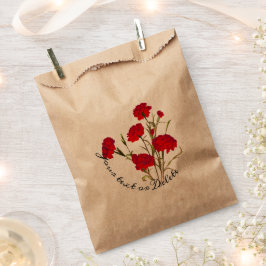 Bolsa De Papel Personalizable Elegante Vintage Floral Red Carnati