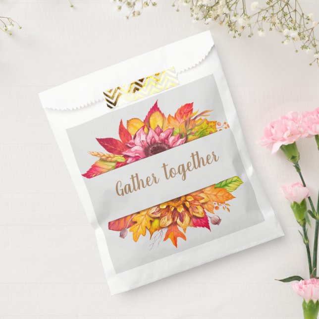 Bolsa De Papel Personalizable Fall LeavesBouquet (Sellado)