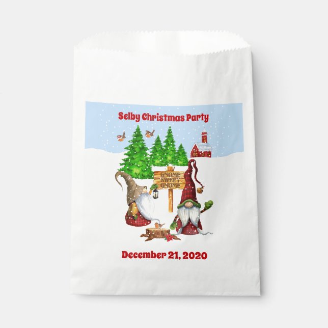 Bolsa De Papel Personalizable Hogar Sweet Home Gnome Winter Scene (Anverso)