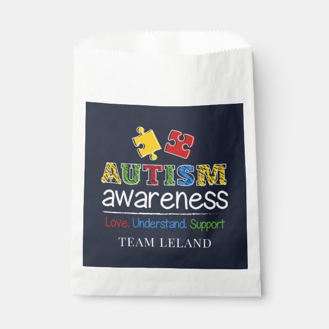 Bolsa De Papel Personalizado Autismo Conciencia Amor Comprender A (Anverso)