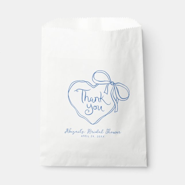 Bolsa De Papel Personalizado Azul Mano Blanca Corazón dibujado Gr (Anverso)