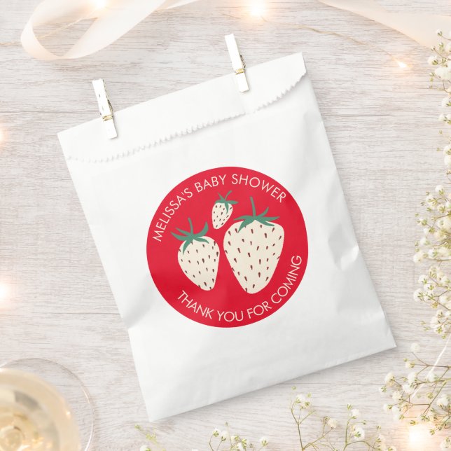 Bolsa De Papel Personalizado BABY SHOWER Pineberry Cute de fresa  (Cortado)