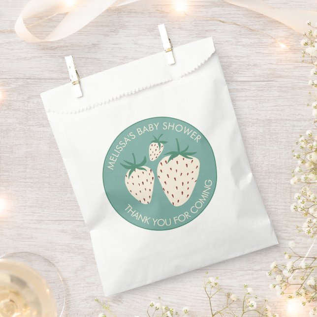 Bolsa De Papel Personalizado BABY SHOWER Pineberry Cute de fresa  (Cortado)