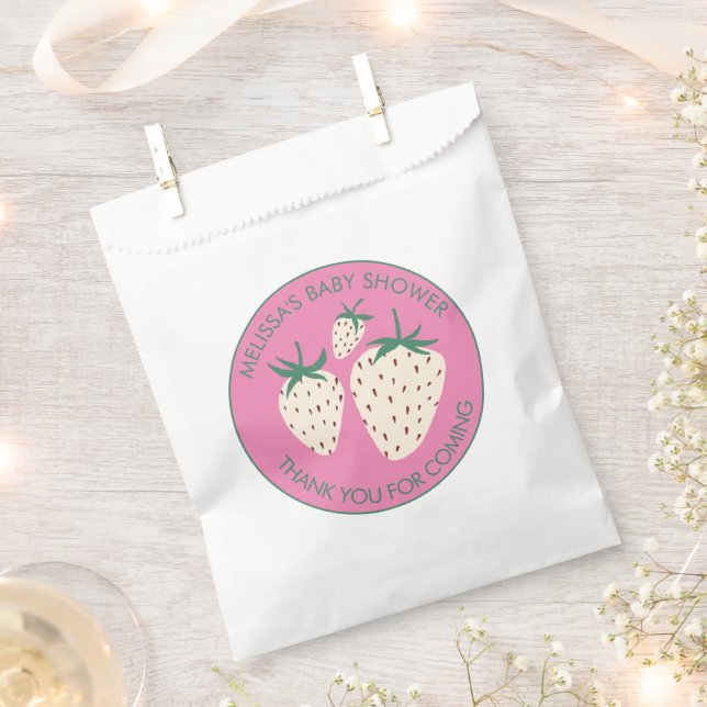 Bolsa De Papel Personalizado BABY SHOWER Pineberry Cute de fresa  (Cortado)