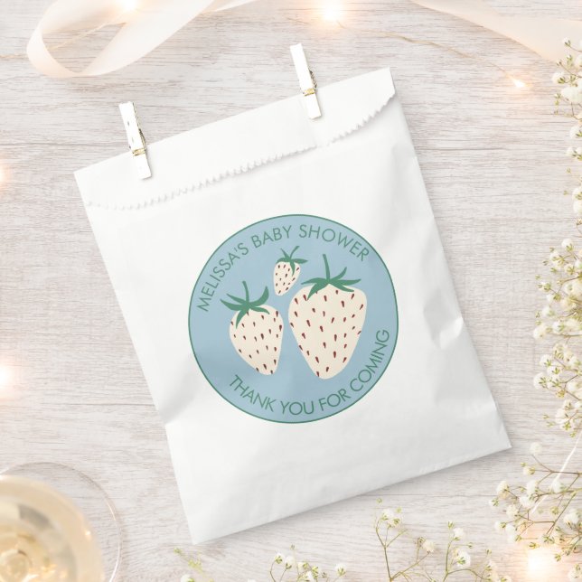 Bolsa De Papel Personalizado BABY SHOWER Pineberry Cute de fresa  (Cortado)