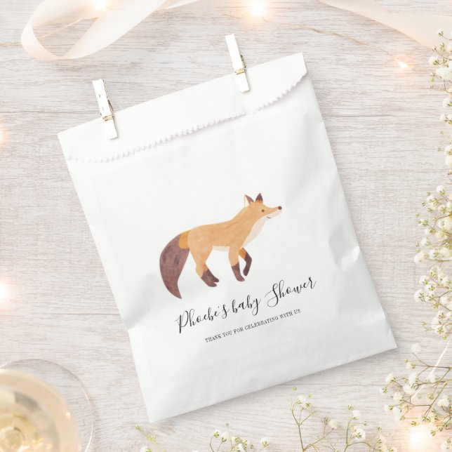 Bolsa De Papel Personalizado Baby Shower Woodland Fox (Cortado)