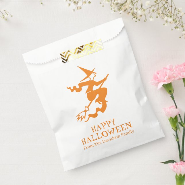 Bolsa De Papel Personalizado blanco naranja de brujas de Hallowee (Sellado)
