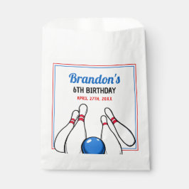 Bolsa De Papel Personalizado Blue & Red Bowling Kids 6º cumpleaño